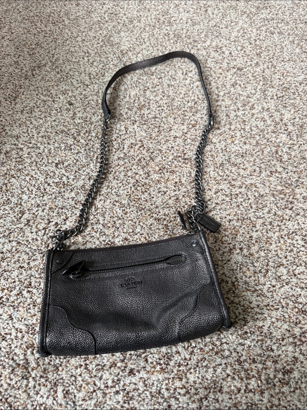Coach Pebbled Leather Crossbody Bag in Black
